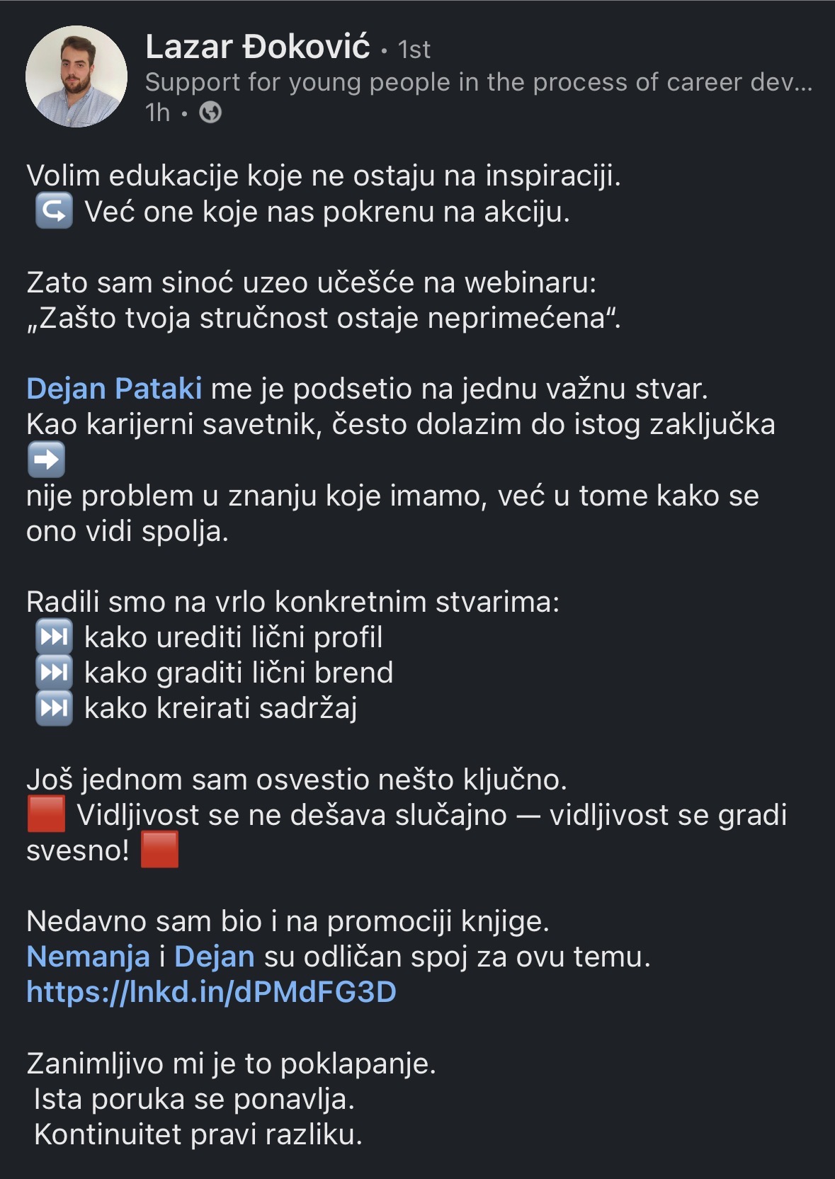 Lazar Đoković — utisak sa webinara