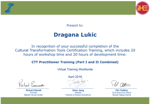 CTT Practitioner Training (Part I & II) — Barrett Values Centre