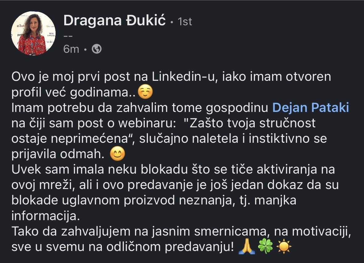 Dragana Đukić — utisak sa webinara