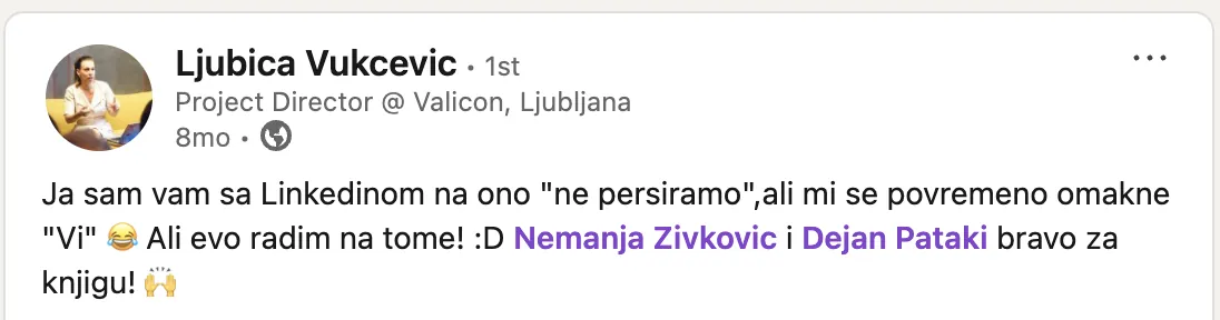 Ljubica Vukčević – LinkedIn objava